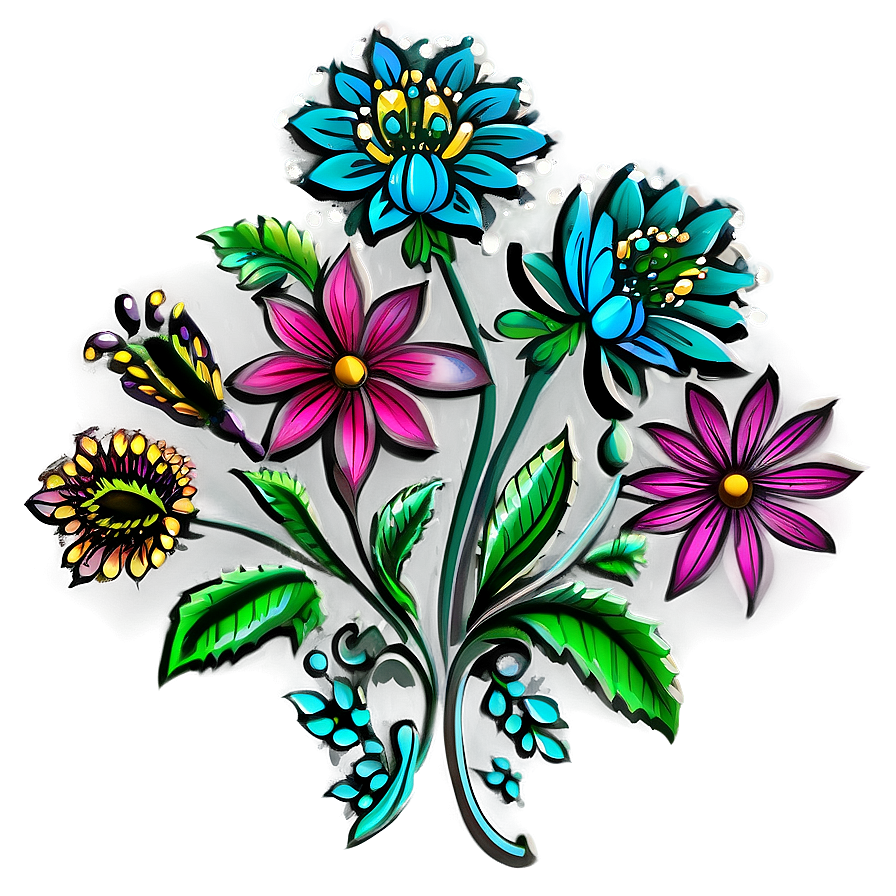 Intricate Indie Flower Design Png 06252024