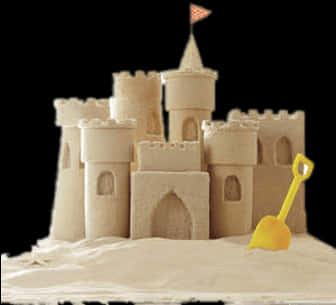 Intricate Sand Castlewith Shovel