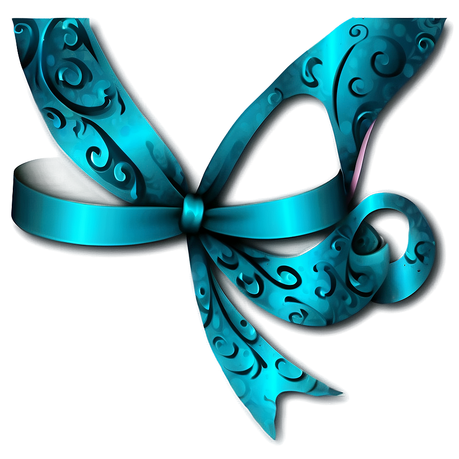 Intricate Teal Ribbon Design Png 06282024