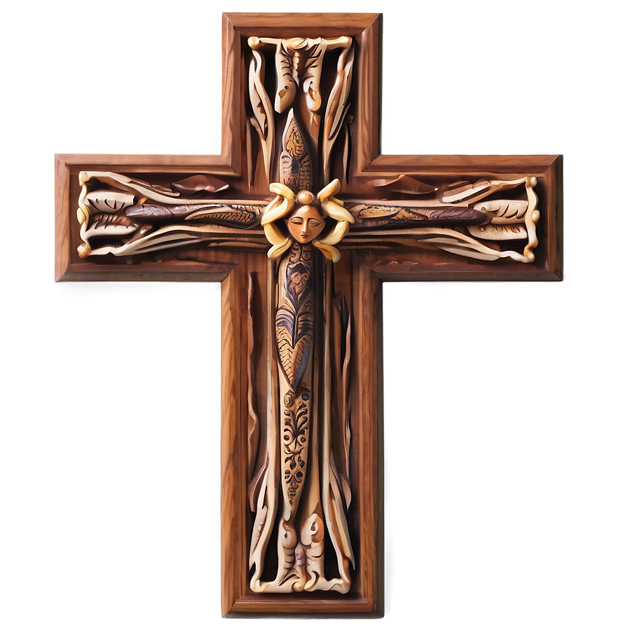 Intricate Wooden Cross Png Dgk96