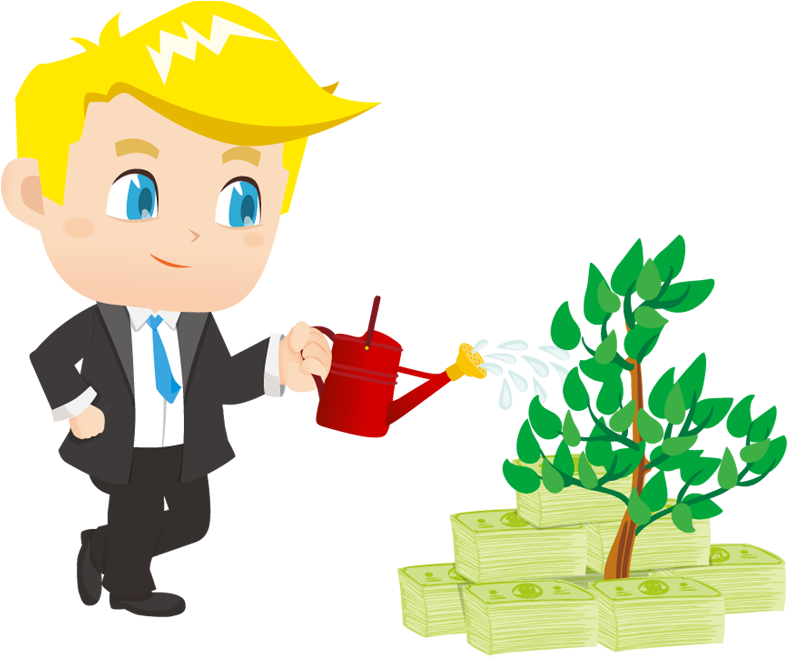 Investment Growth Concept Cartoon Businessman