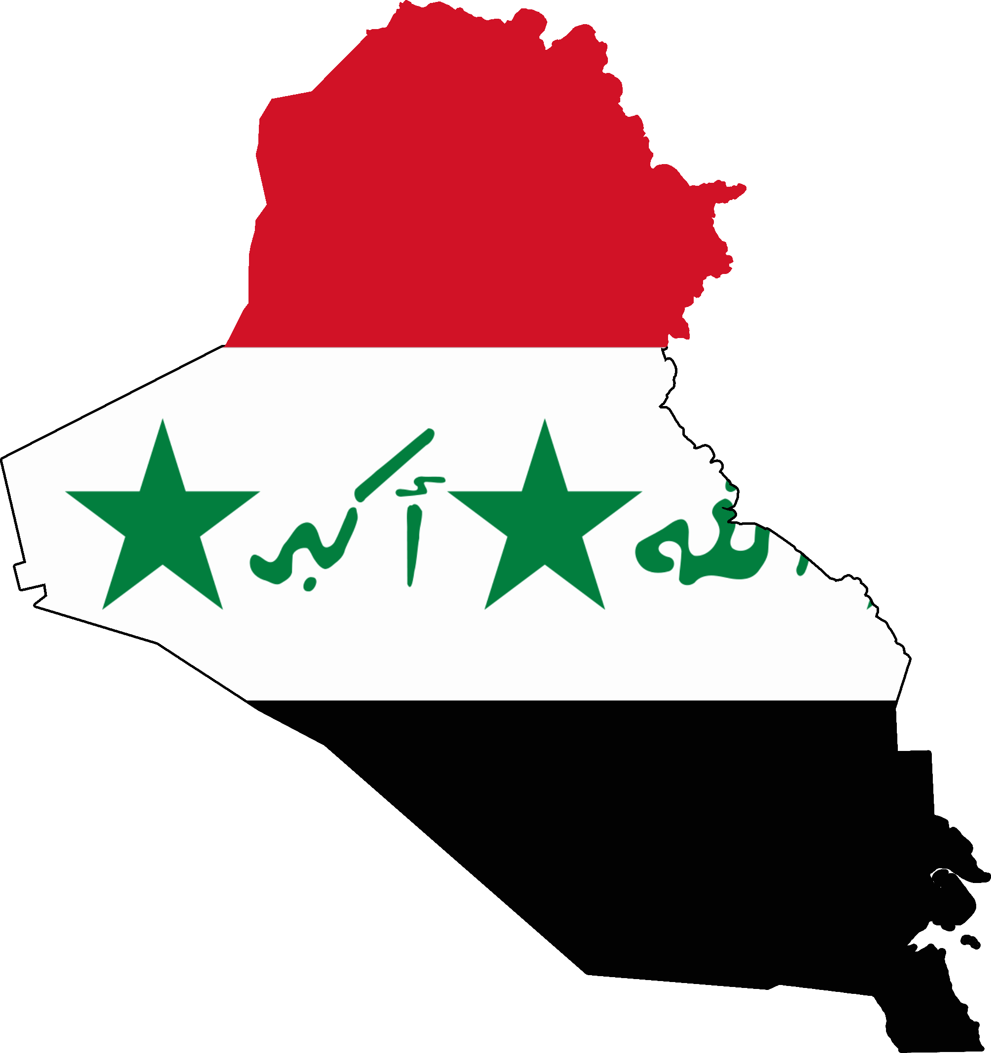 Iraq Map Outlined With Flag