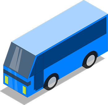 Isometric Blue Bus Graphic