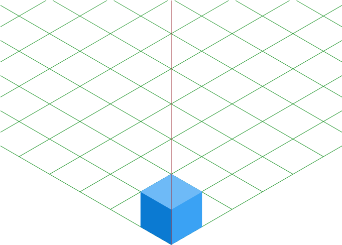 Isometric Blue Cubeon Grid