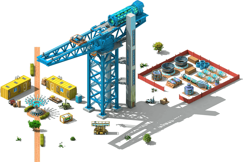 Isometric Construction Sitewith Tower Crane