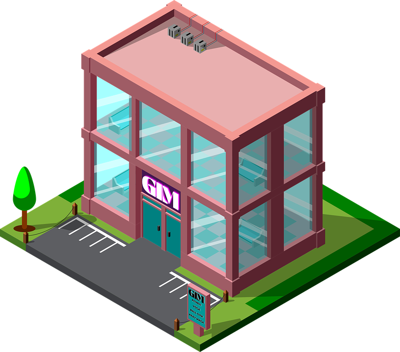 Isometric Gym Building Illustration