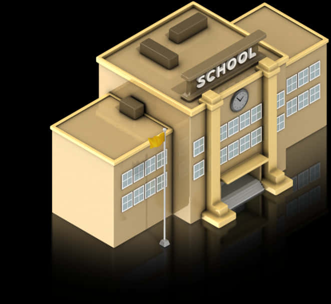 Isometric School Building Illustration