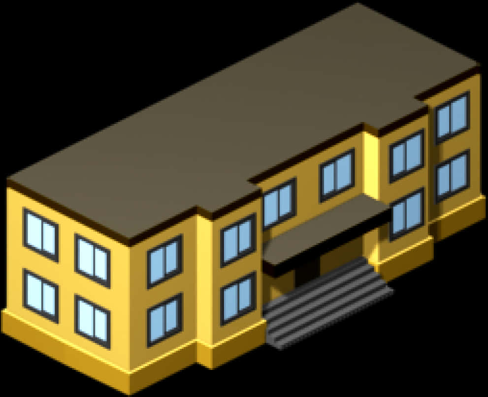 Isometric School Building Illustration