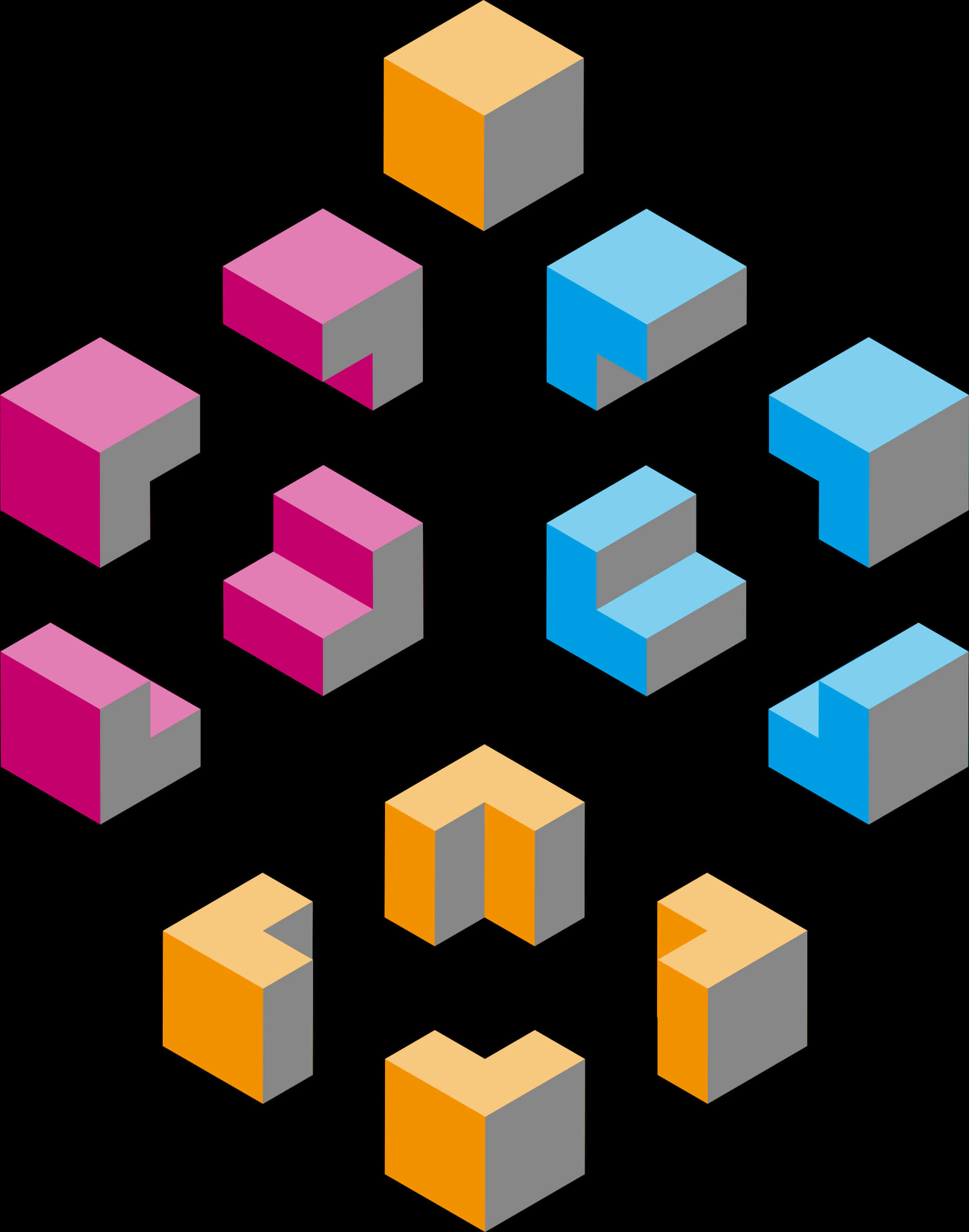 Isometric3 D Shapes Colorful Blocks