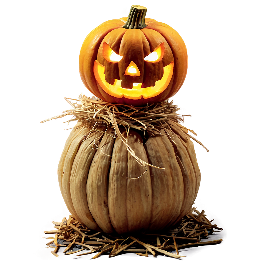 Jack O Lantern On Haystack Png Dxc