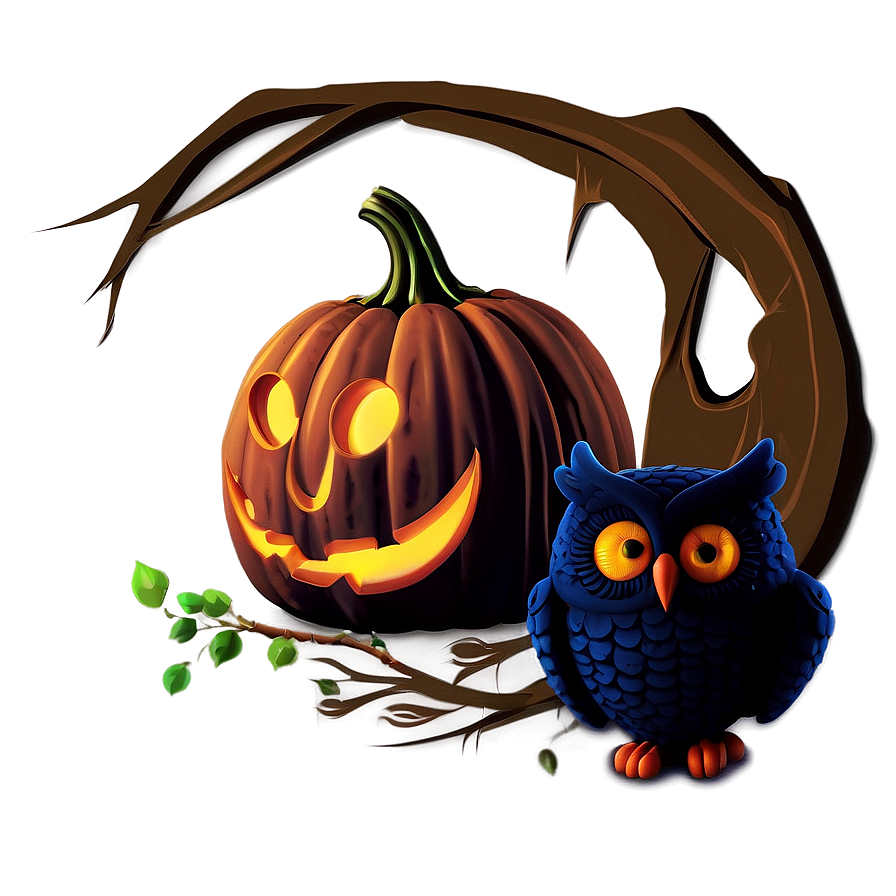 Jack O Lantern With Owl Png Aln