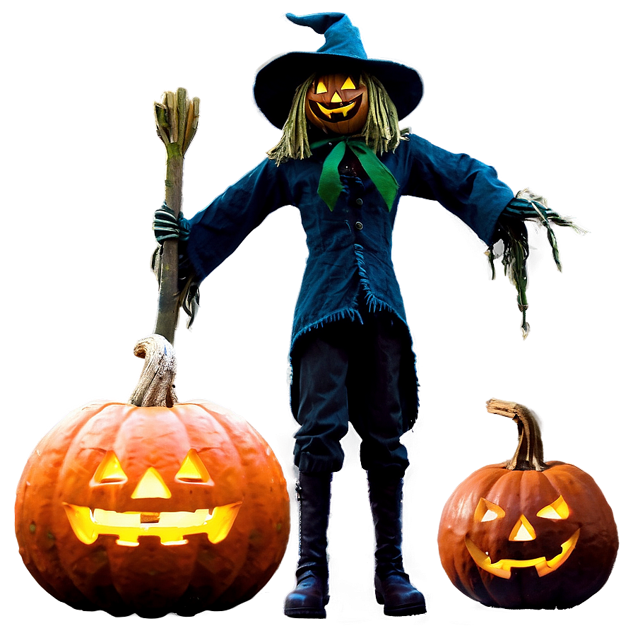 Jack O Lantern With Scarecrow Png Kwi67