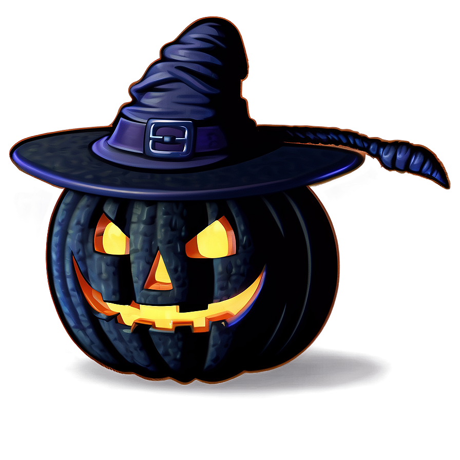 Jack O Lantern With Witch Hat Png Fjn75