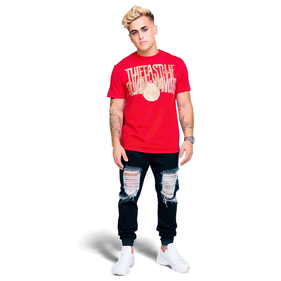 Jake Paul Red Shirt Pose