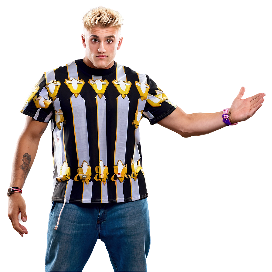 Jake Paul Striped Shirt Pose