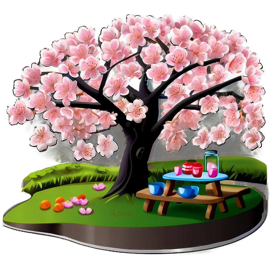 Japan Cherry Blossom Picnic Scene Png 06112024