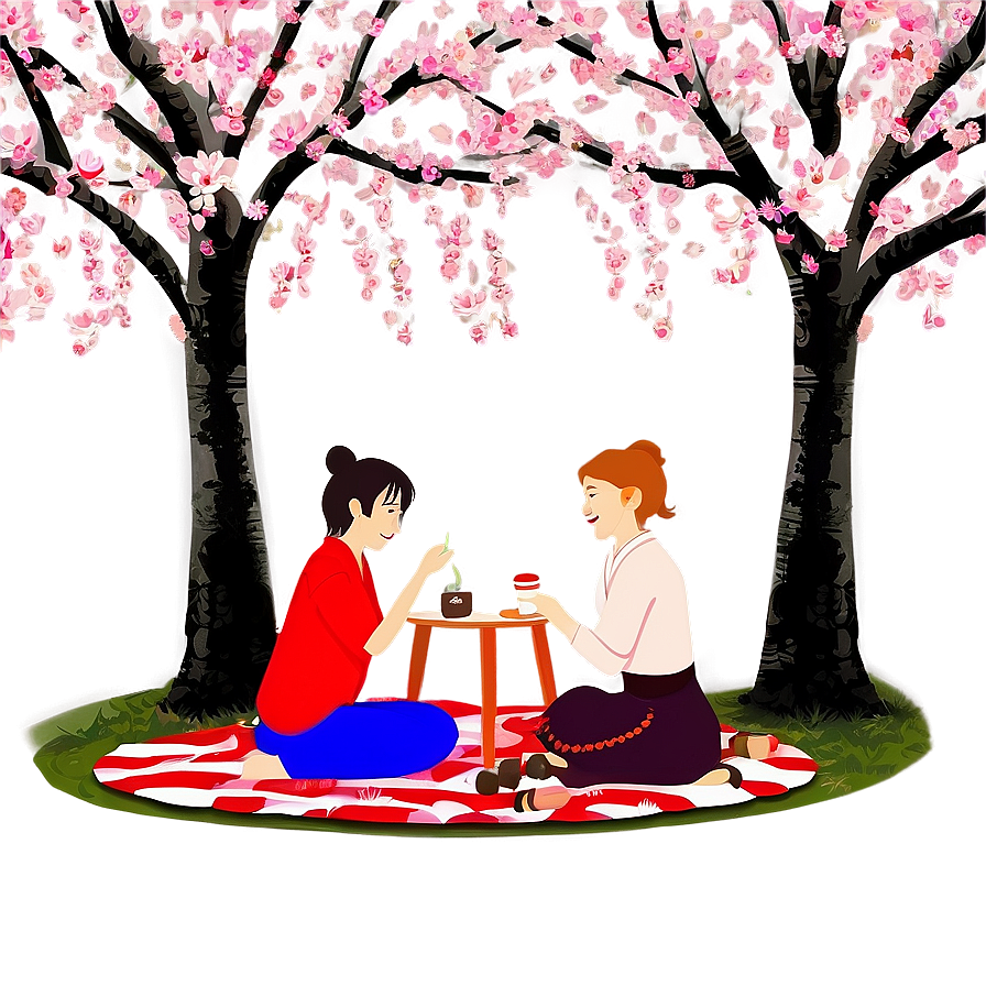 Japan Cherry Blossom Picnic Scene Png Ors