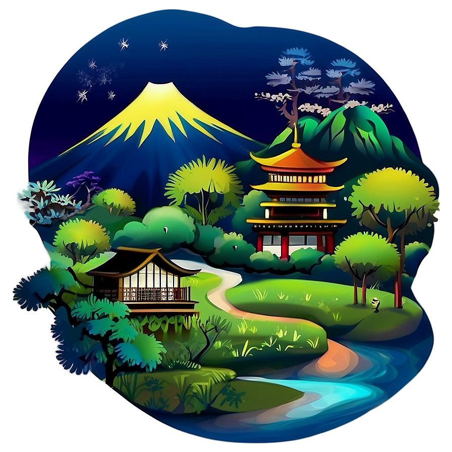 Japan Digital Art Landscape Png Vxt98