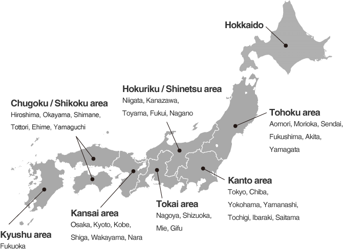 Japan Regions Map Kyoto Highlighted