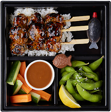 Japanese Bento Boxwith Edamameand Yakitori