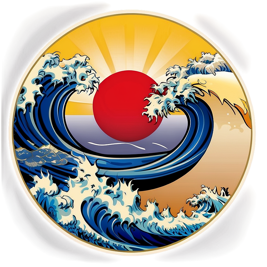 Japanese Wave In Circle Png Suo82