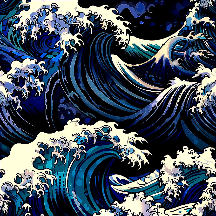 Japanese Wave Print Png 57