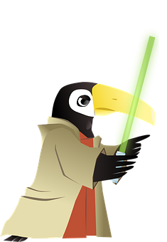 Jedi Toucan Holding Lightsaber