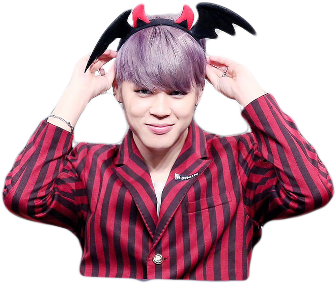 Jimin Devil Horns Striped Suit