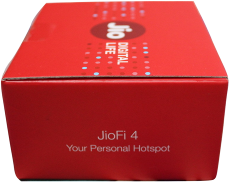 Jio Fi4 Personal Hotspot Device Packaging