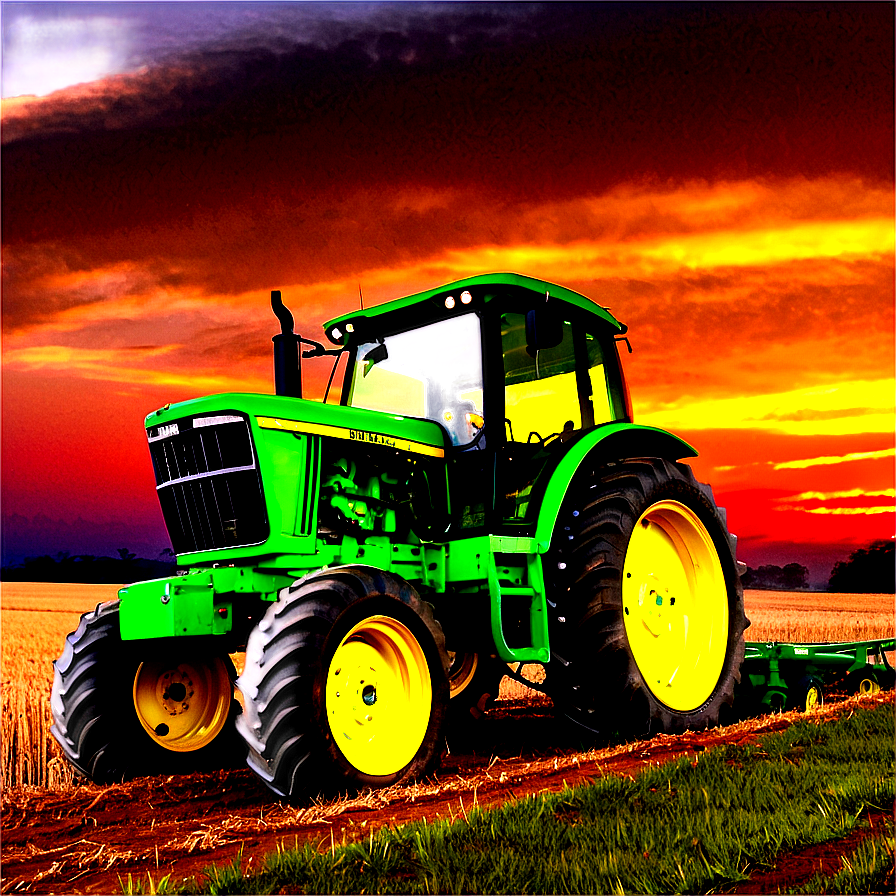 John Deere Tractor At Sunset Png 41