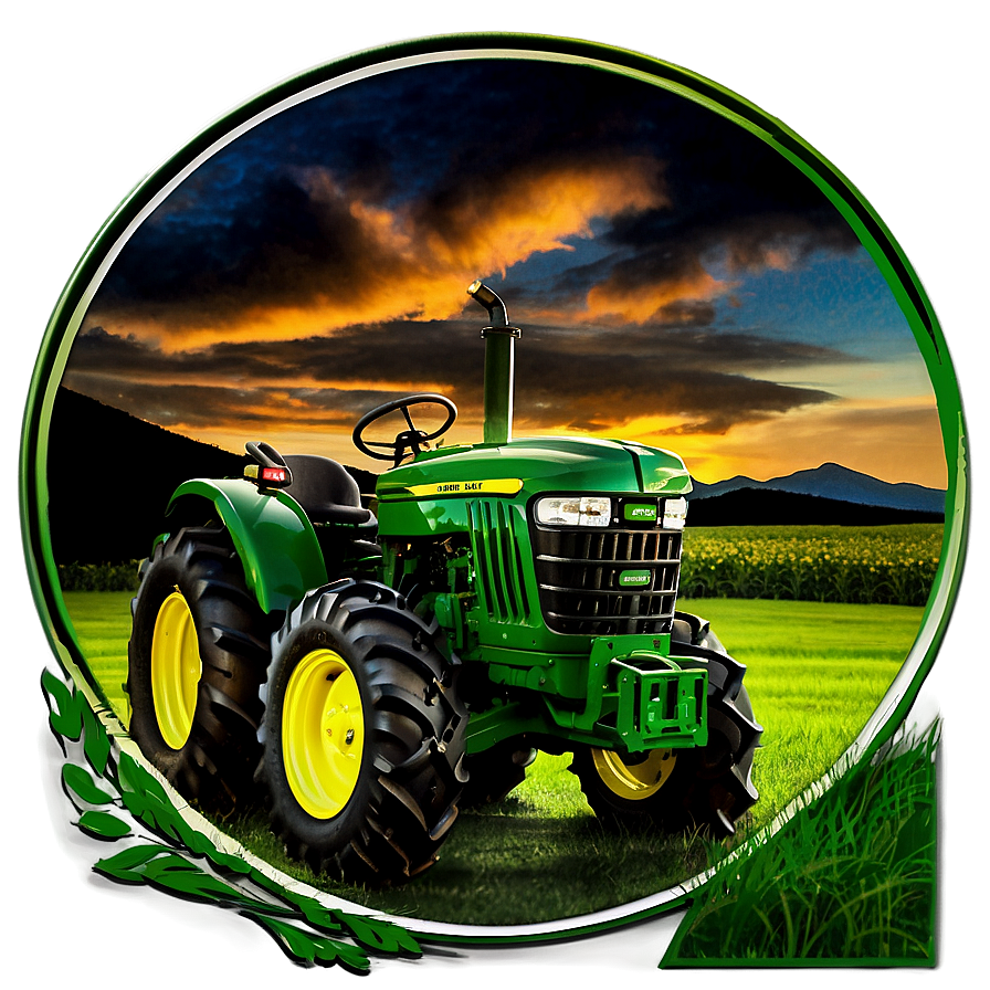 John Deere Tractor At Sunset Png 91