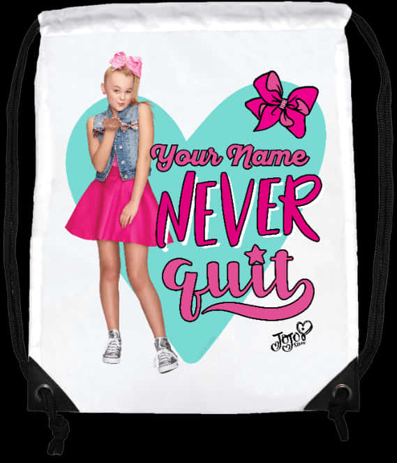 Jojo Siwa Never Quit Drawstring Bag