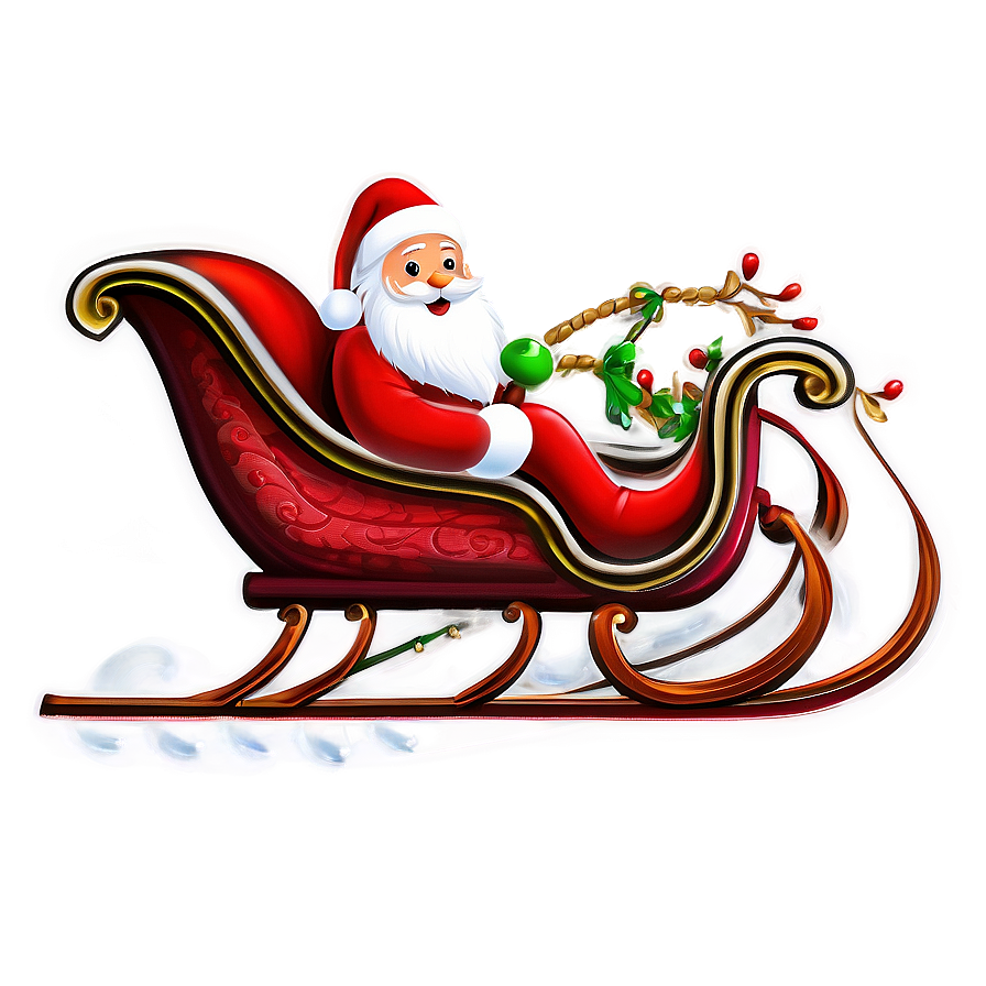 Jolly Santa In Sleigh Png Mna