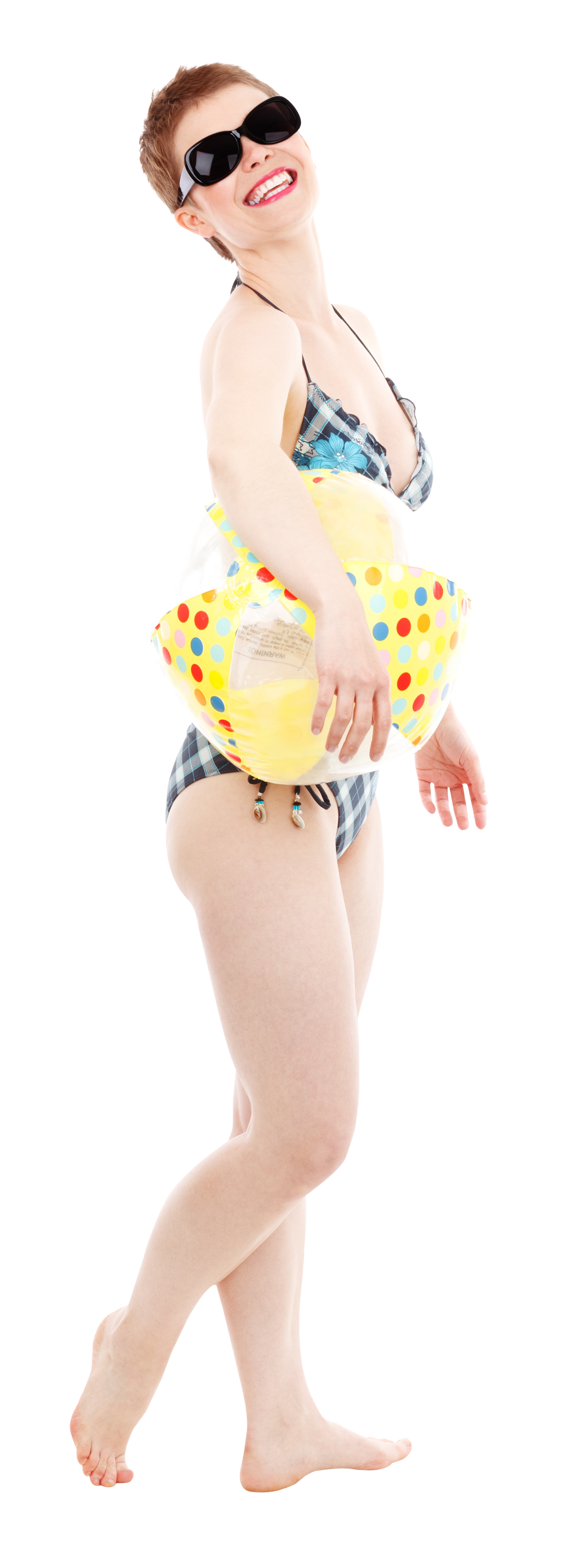 Joyful Beach Ready Womanwith Beach Ball