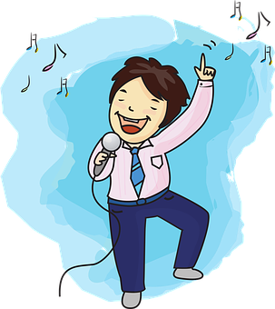 Joyful Karaoke Singer Cartoon