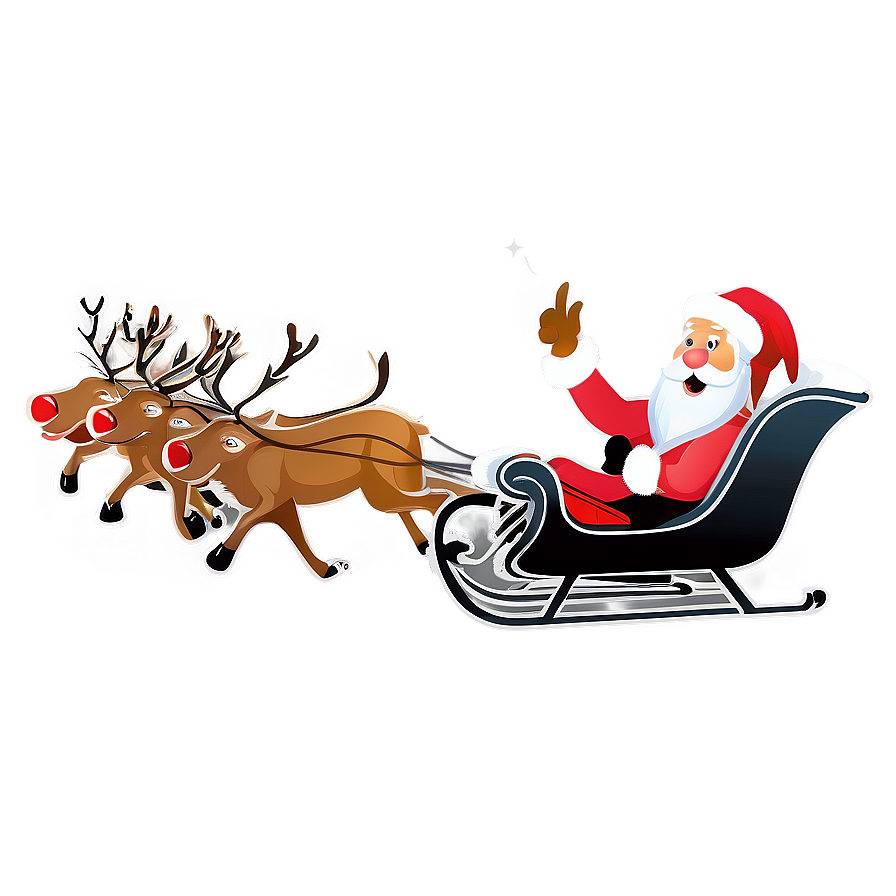 Joyful Santa In Sleigh With Reindeer Png 52