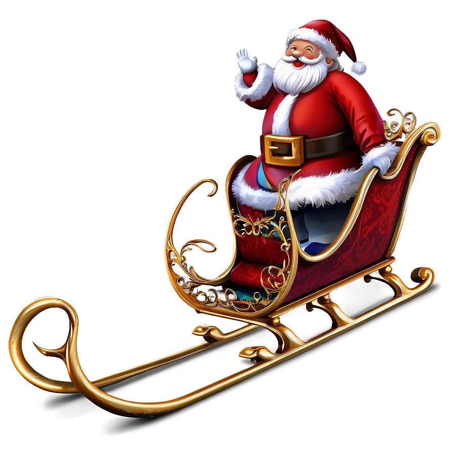 Joyful Santa Sleigh Png Chm