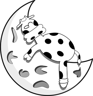 Jumping Cow Over Moon Illustration