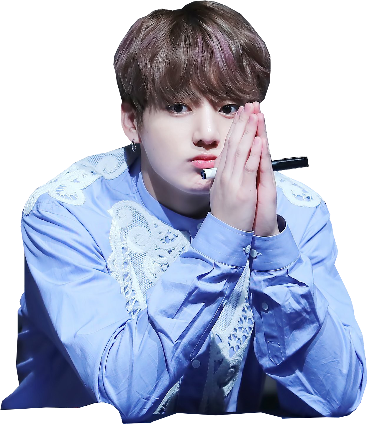 Jungkook Blue Blazer Hand Gesture