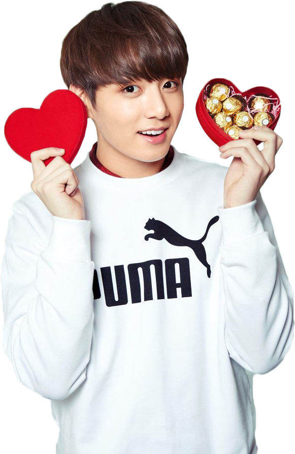 Jungkook Holding Heart Boxand Heart Cutout