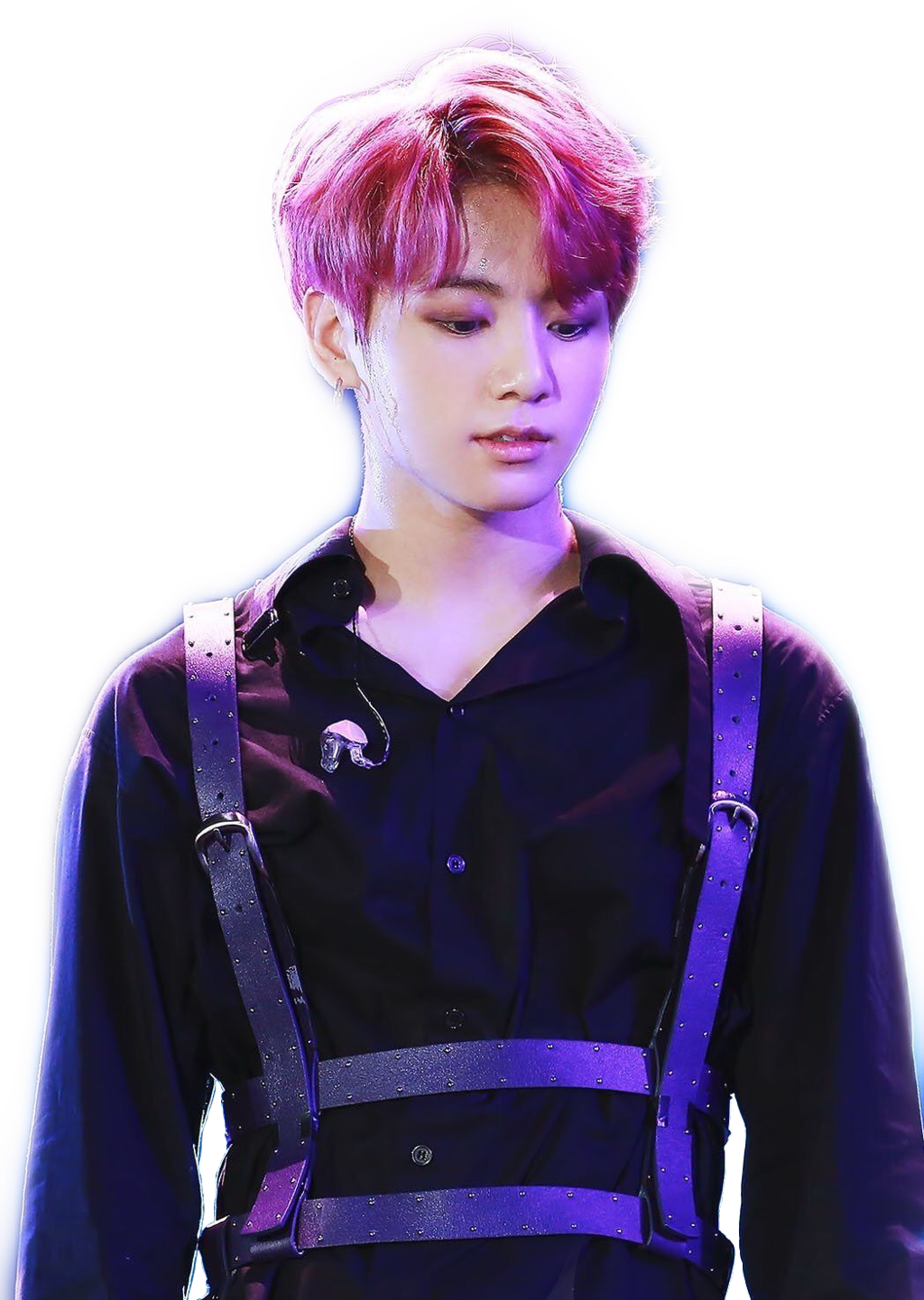 Jungkook Pensive Lookwith Pink Hair