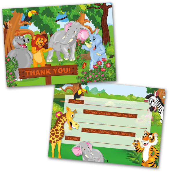 Jungle Animals Thank You Card