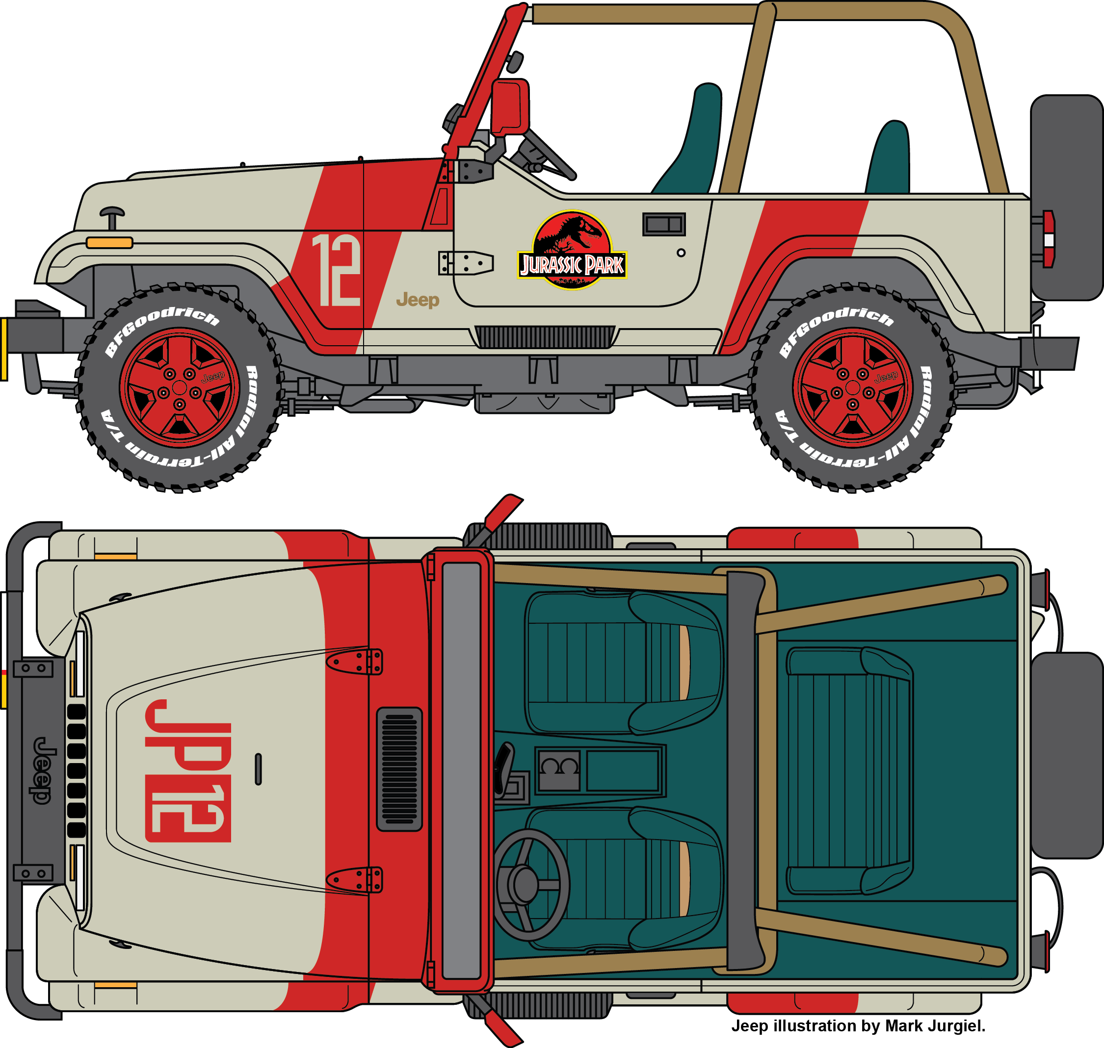 Jurassic Park Jeep Illustration