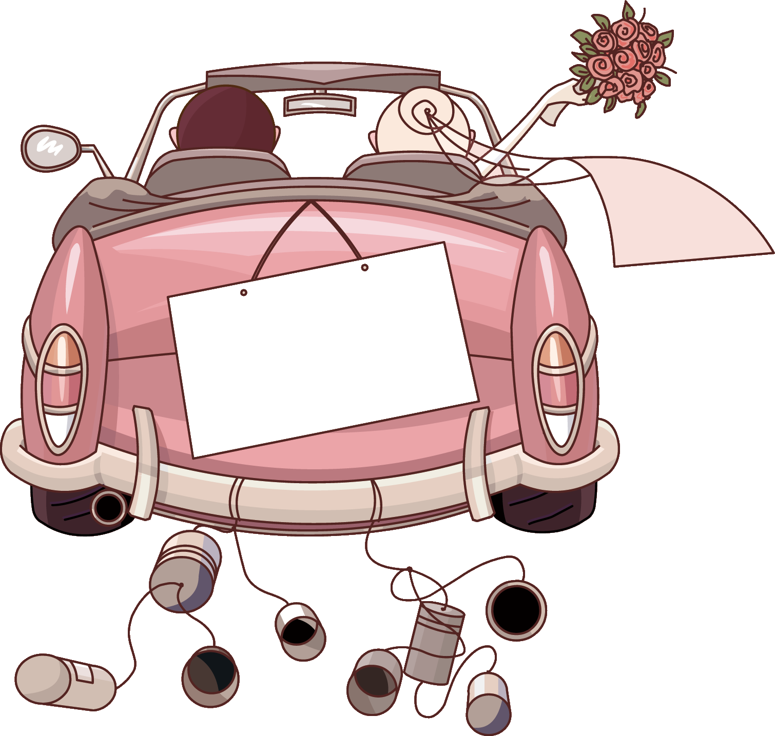 Just Married Car Illustration