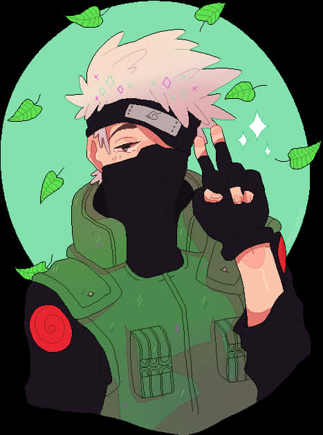 Kakashi Peace Sign Anime Artwork