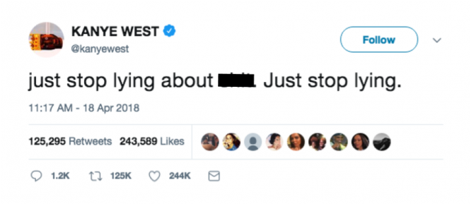 Kanye West Tweet Stop Lying