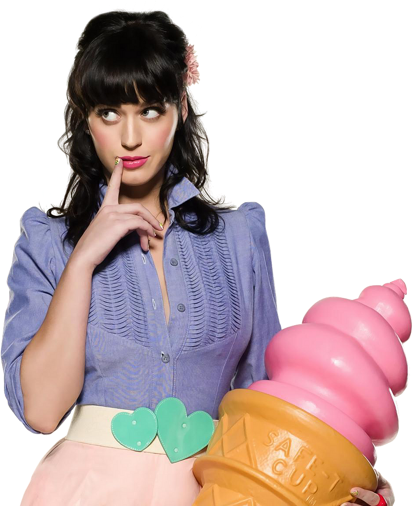 Katy Perry Pensivewith Ice Cream Cone