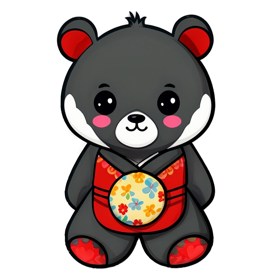 Kawaii Bear In Kimono Png 06292024