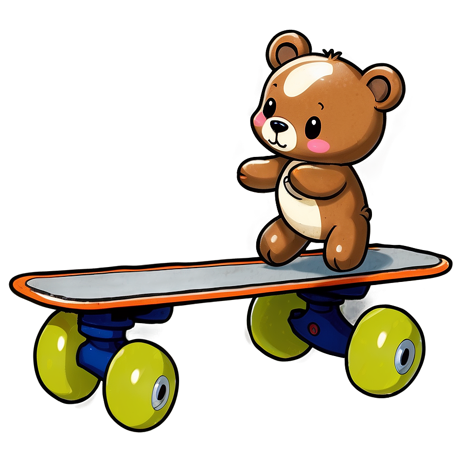 Kawaii Bear On Skateboard Png 06292024