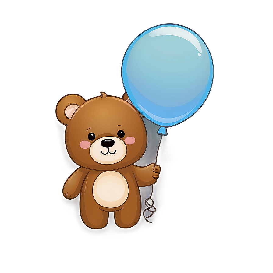 Kawaii Bear With Balloon Png 06292024